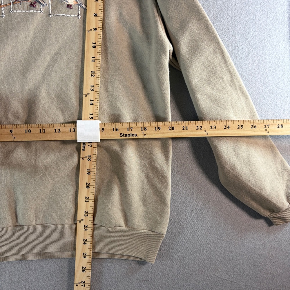 Day Breeze Womens Chickadee Bird Embroidered Mock Neck Sweatshirt Tan Size M - Picture 5 of 5